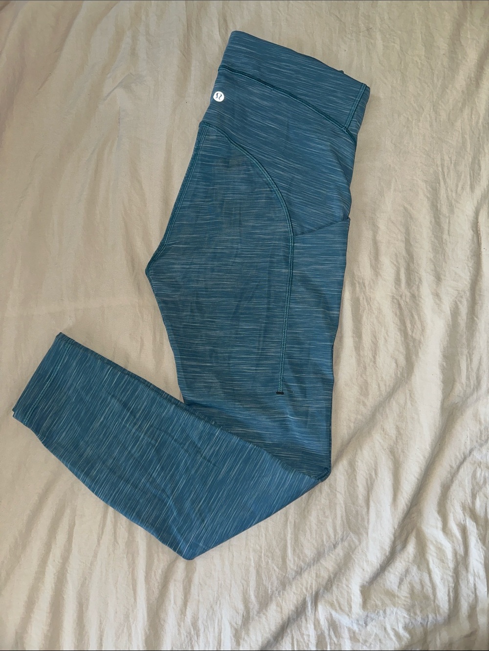 lululemon athletica teal striped workout leggings